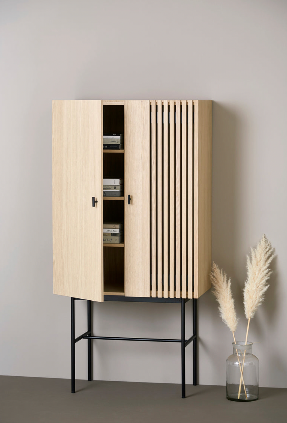 White Pigmented Oak Highboard – 80 cm